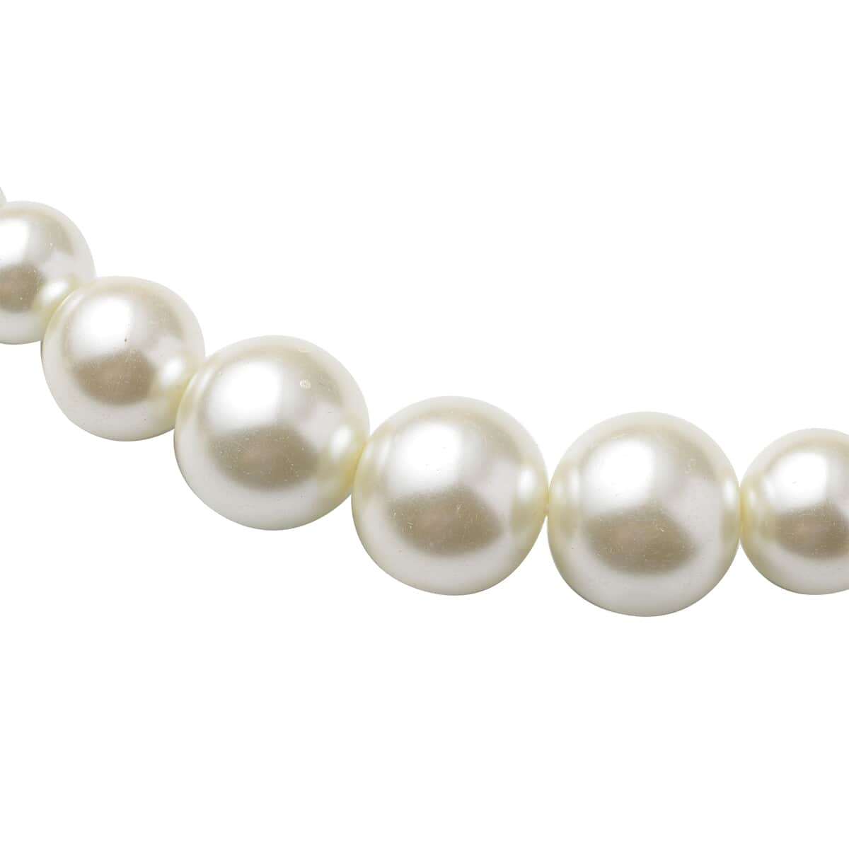 Set of 2 Simulated White Pearl Necklace 20-22 Inches and Earrings in Silvertone and Stainless Steel image number 3