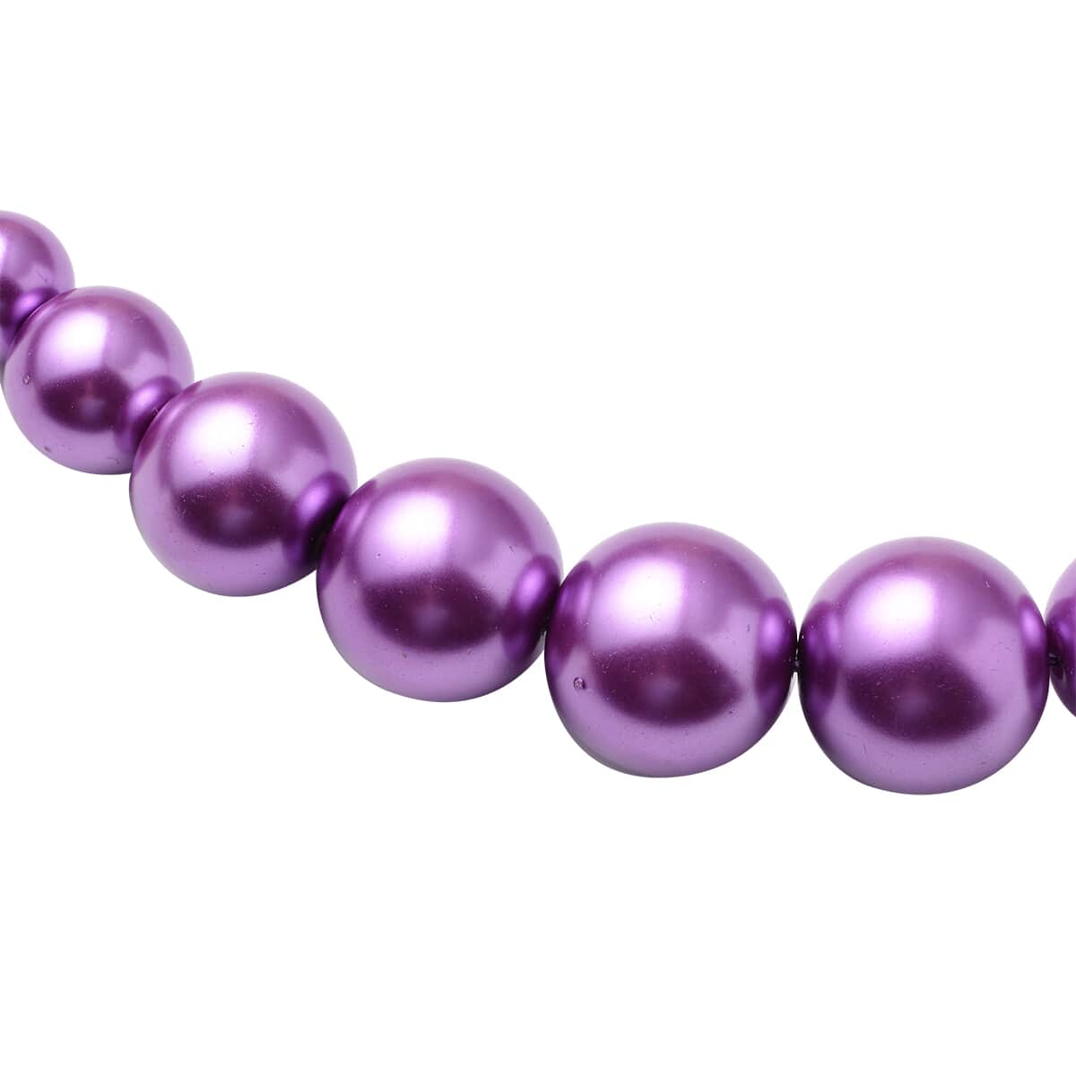 Set of 2 Simulated Purple Pearl Necklace 20-22 Inches and Earrings in Silvertone and Stainless Steel image number 3