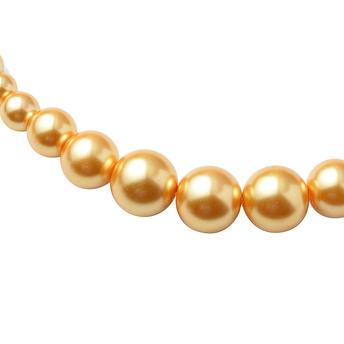 Set of 2 Simulated Golden Pearl Necklace 20-22 Inches and Earrings in Silvertone and Stainless Steel image number 3