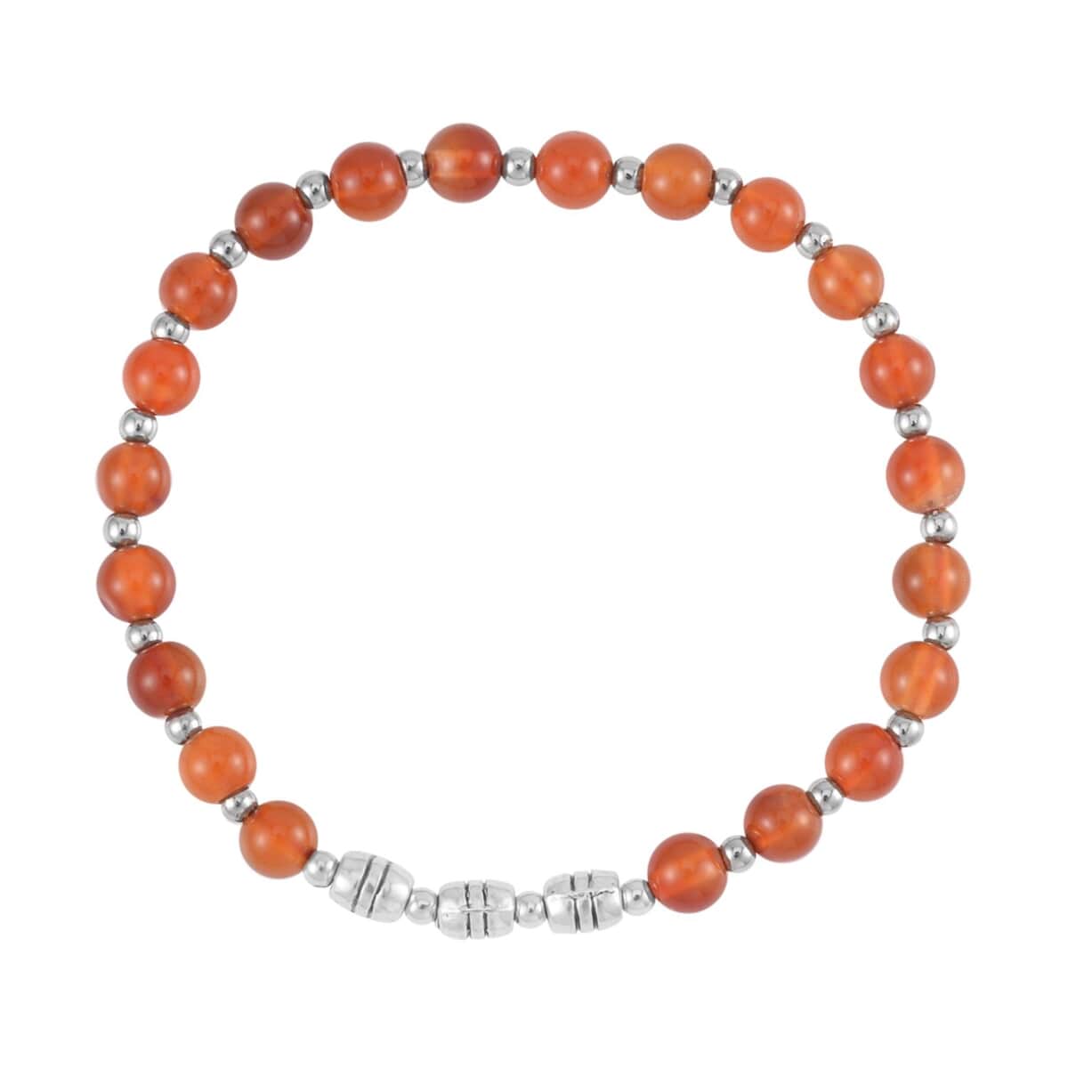 Set of 3 Red Agate Beaded Stretch Bracelet with Elephant Charm in Silvertone 84.00 ctw image number 3