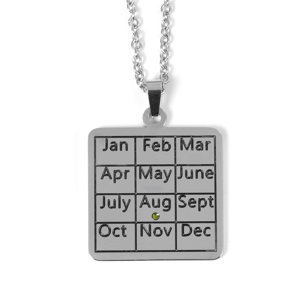 August Calendar Birthstone with Amazonite and Green Austrian Crystal Stretch Bracelet and Pendant Necklace 20 Inches in Stainless Steel 87.50 ctw image number 5