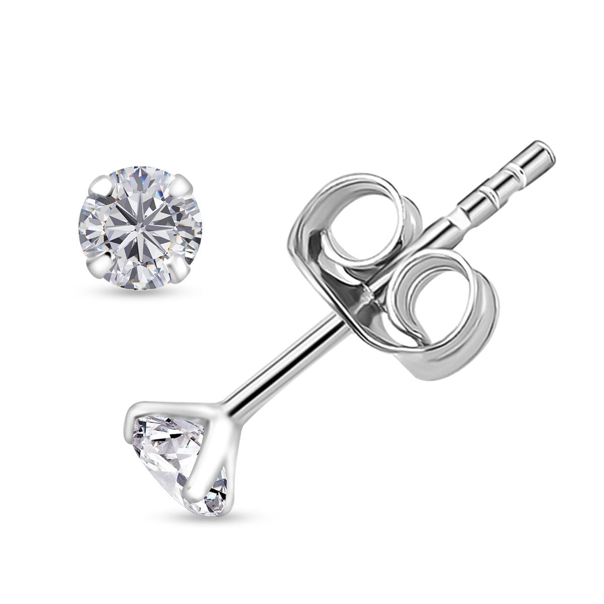 Set of 2 Simulated Diamond Stud Earringd in Sterling Silver image number 0