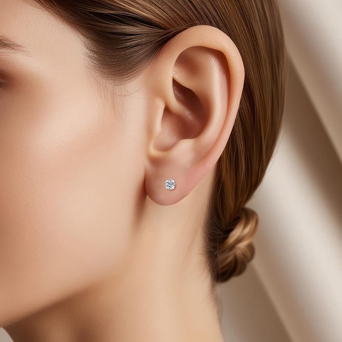 Set of 2 Simulated Diamond Stud Earringd in Sterling Silver image number 1