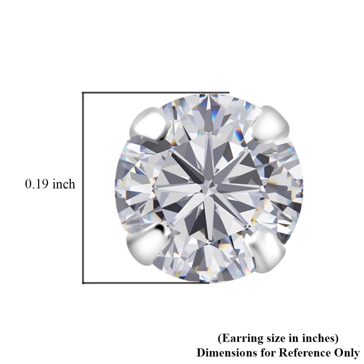 Set of 2 Simulated Diamond Stud Earringd in Sterling Silver image number 3