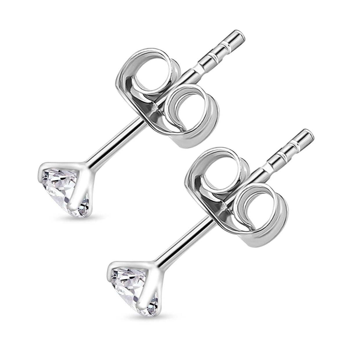 Set of 2 Simulated Diamond Stud Earringd in Sterling Silver image number 4