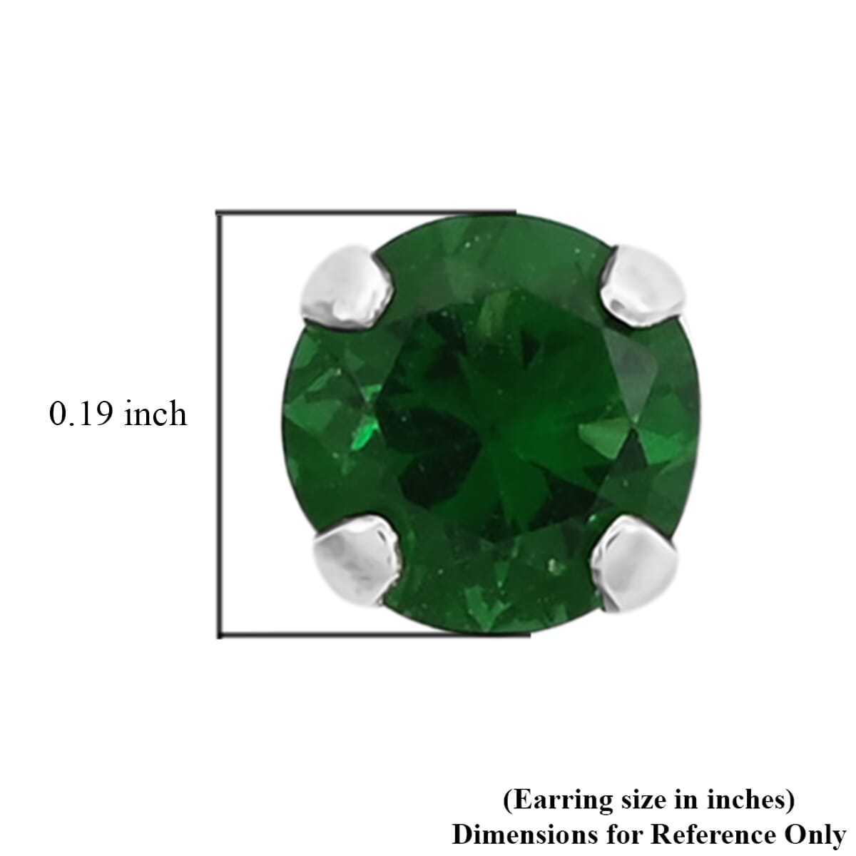 Set of 2 Simulated White and Green Diamond Stud Earrings in Sterling Silver image number 2