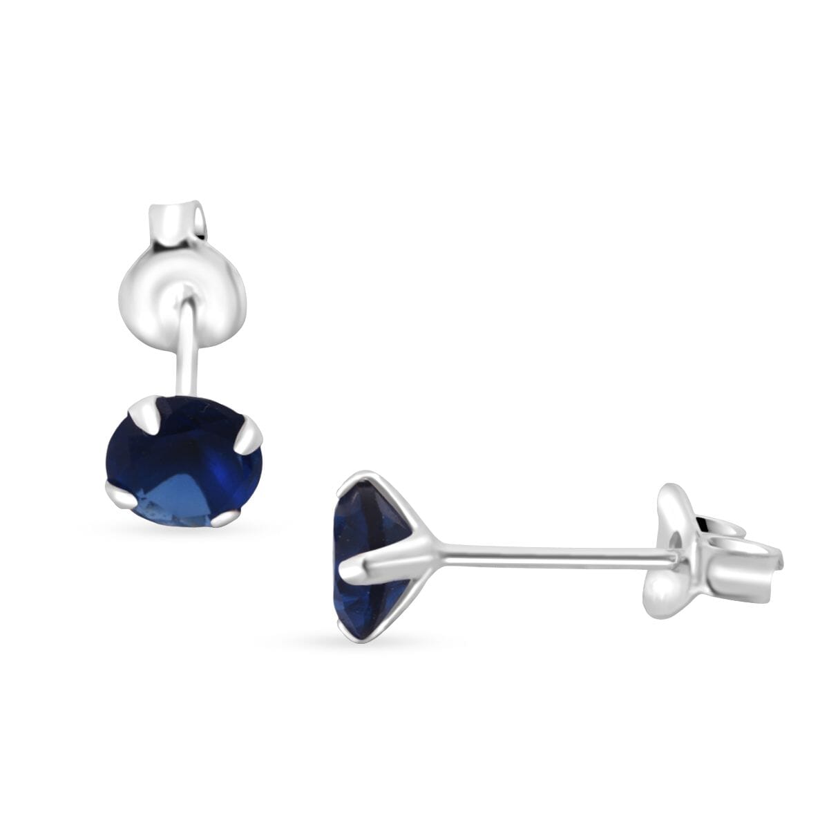 Set of 2 Simulated Champagne and Blue Diamond Stud Earrings in Sterling Silver image number 1