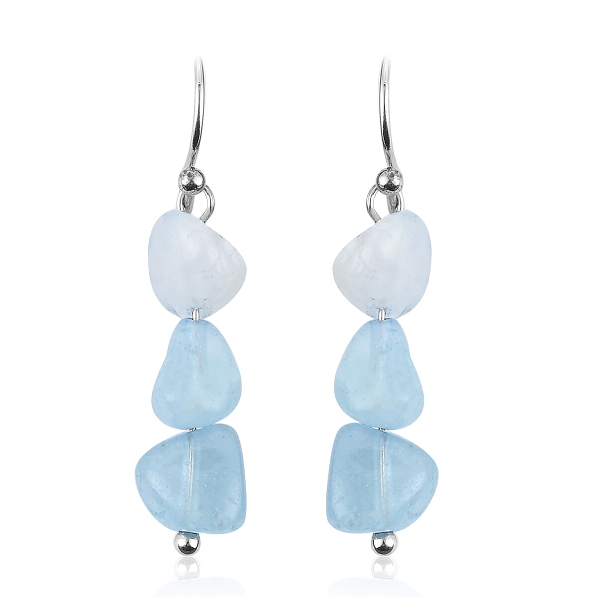 Aquamarine Bracelet, Dangle Earrings and Necklace 18-20 Inches in Stainless Steel 342.00 ctw