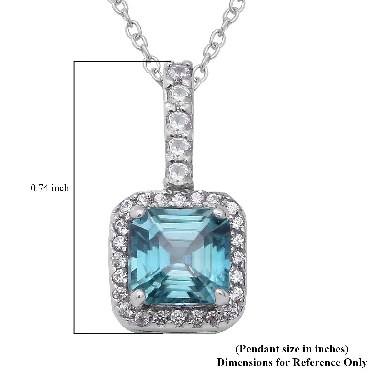 Cambodian Blue Zircon, Natural White Zircon Pendant Necklace (18 Inches) in Platinum Over Sterling Silver 2.90 ctw image number 4