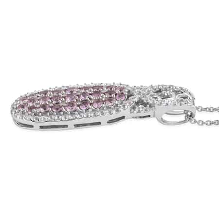 Premium Madagascar Pink Sapphire and Natural White Zircon Infinity Cocktail Pendant Necklace 18 Inches in Platinum Over Sterling Silver 2.50 ctw image number 2