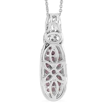 Premium Madagascar Pink Sapphire and Natural White Zircon Infinity Cocktail Pendant Necklace 18 Inches in Platinum Over Sterling Silver 2.50 ctw image number 3