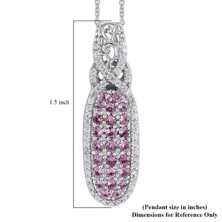 Premium Madagascar Pink Sapphire and Natural White Zircon Infinity Cocktail Pendant Necklace 18 Inches in Platinum Over Sterling Silver 2.50 ctw image number 5