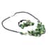 Green Seed Beaded Floral Necklace 20 Inches and Stretch Bracelet (8In) in Silvertone image number 2