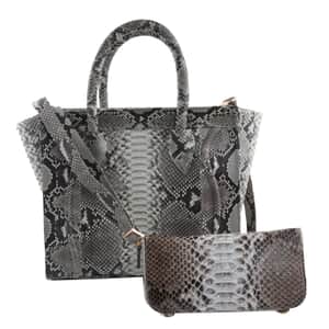 The Grand Pelle Handcrafted Natural Color Genuine Python Leather Tote Bag for Women with Wallet, Designer Tote Bags, Ladies Purse, Shoulder Handbags, Leather Wallet