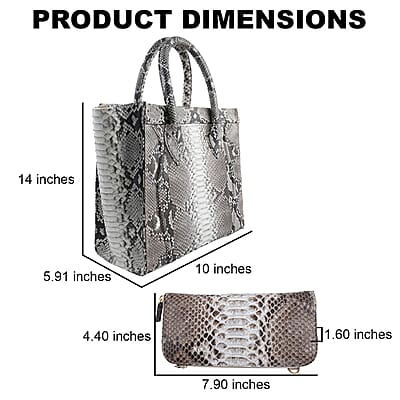 The Grand Pelle Handcrafted Natural Color Genuine Python Leather Tote Bag for Women with Wallet, Designer Tote Bags, Ladies Purse, Shoulder Handbags, Leather Wallet