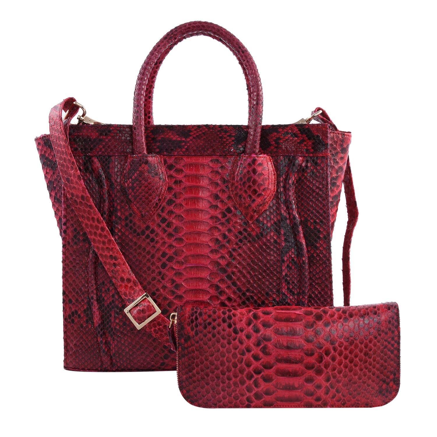 Buy The Grand Pelle Handcrafted Red Color Genuine Python Leather