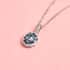 Ceylon Blue Sapphire Halo Pendant Necklace 20 Inches in Platinum Over Sterling Silver 0.70 ctw image number 1