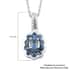 Ceylon Blue Sapphire Halo Pendant Necklace 20 Inches in Platinum Over Sterling Silver 0.70 ctw image number 5