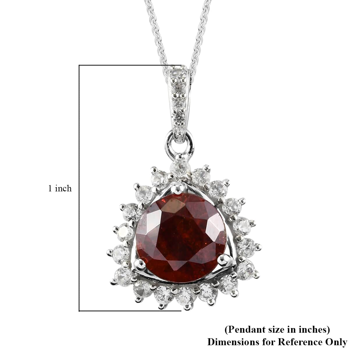 Picos Altos Red Sphalerite and Zircon Sunburst Pendant Necklace 20 Inches in Platinum Over Sterling Silver 4.75 ctw image number 5