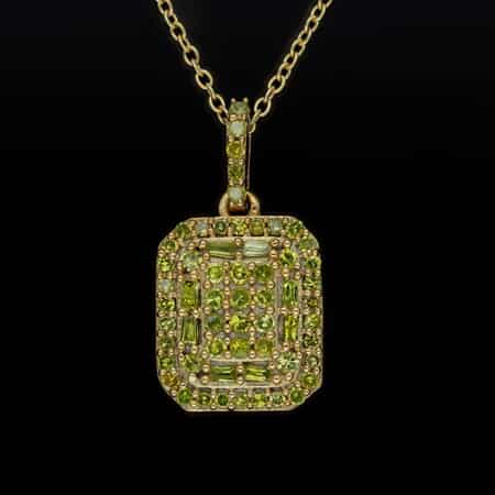 Yellow Diamond Cluster Pendant Necklace 18 Inches in Rhodium and Vermeil Yellow Gold Over Sterling Silver 0.50 ctw image number 1