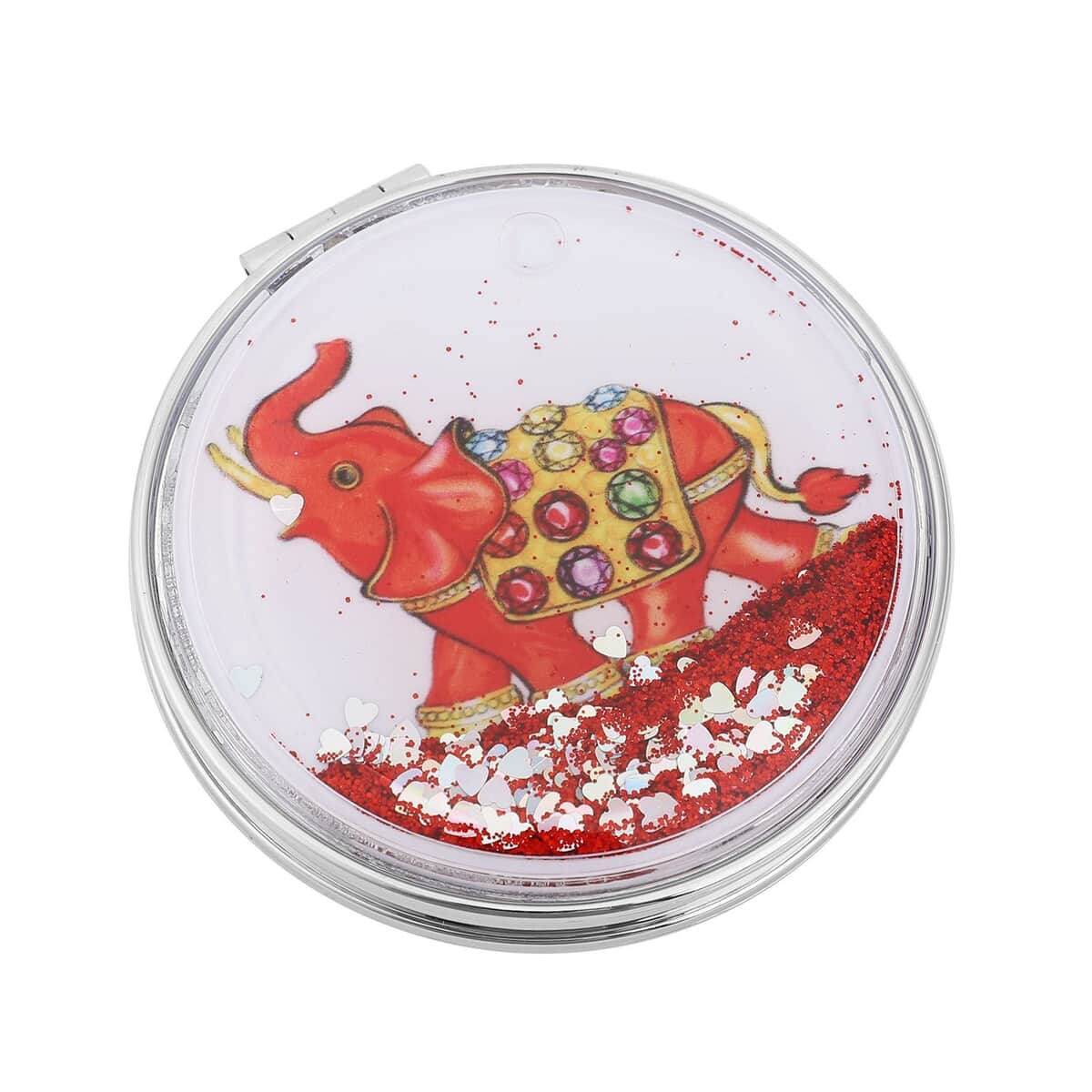 Multi Color Austrian Crystal and Enameled Royal Elephant Keychain and Mirror in Goldtone, Crystal Keychain and Compact Mirror for Purse, Handbag Keychain image number 2