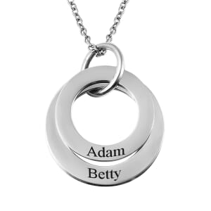 2 Circle Pendant Necklace (20 Inches) in Stainless Steel