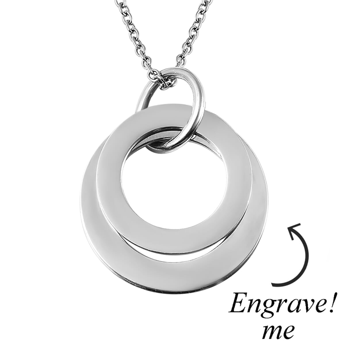 2 Circle Pendant Necklace (20 Inches) in Stainless Steel image number 1