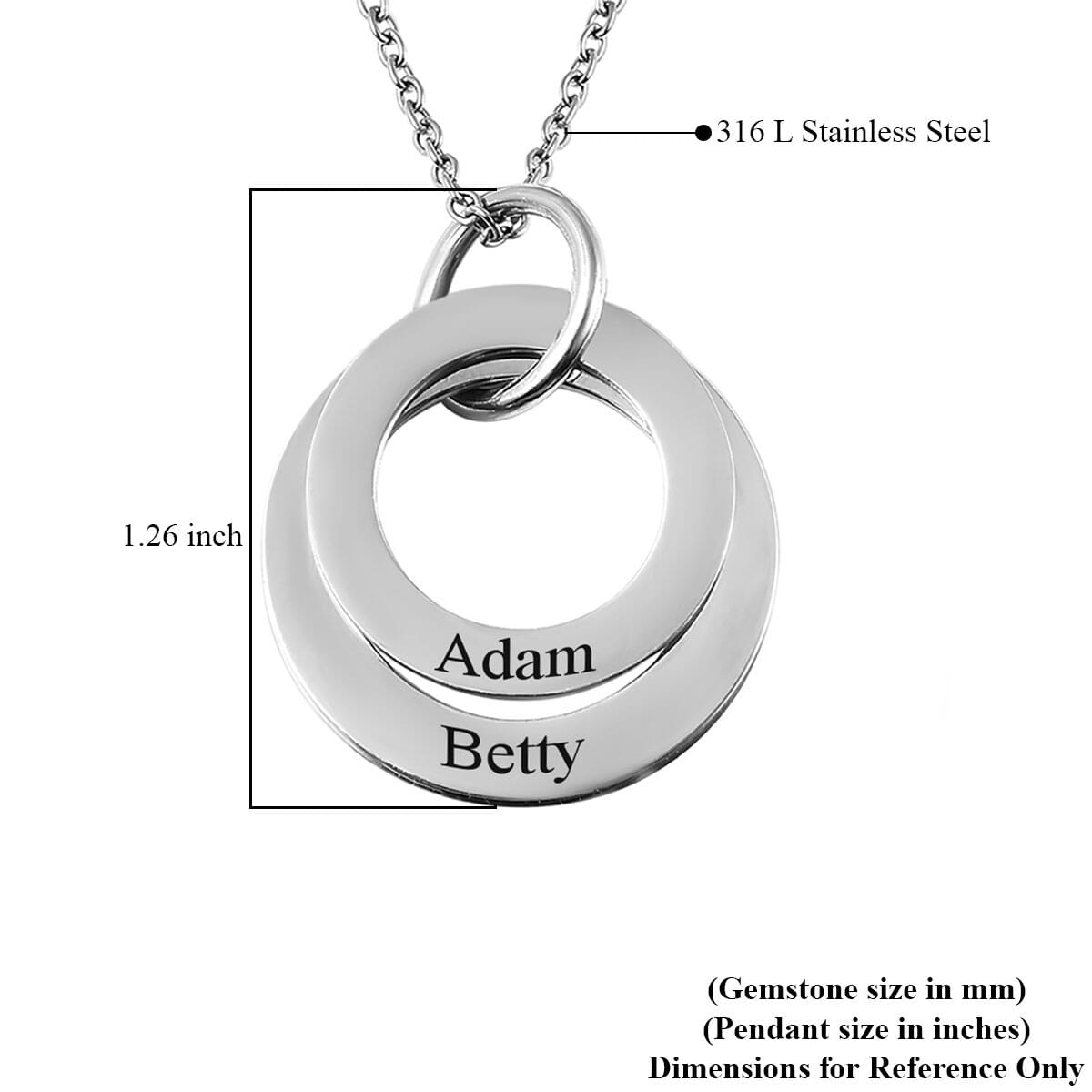 2 Circle Pendant Necklace (20 Inches) in Stainless Steel image number 3