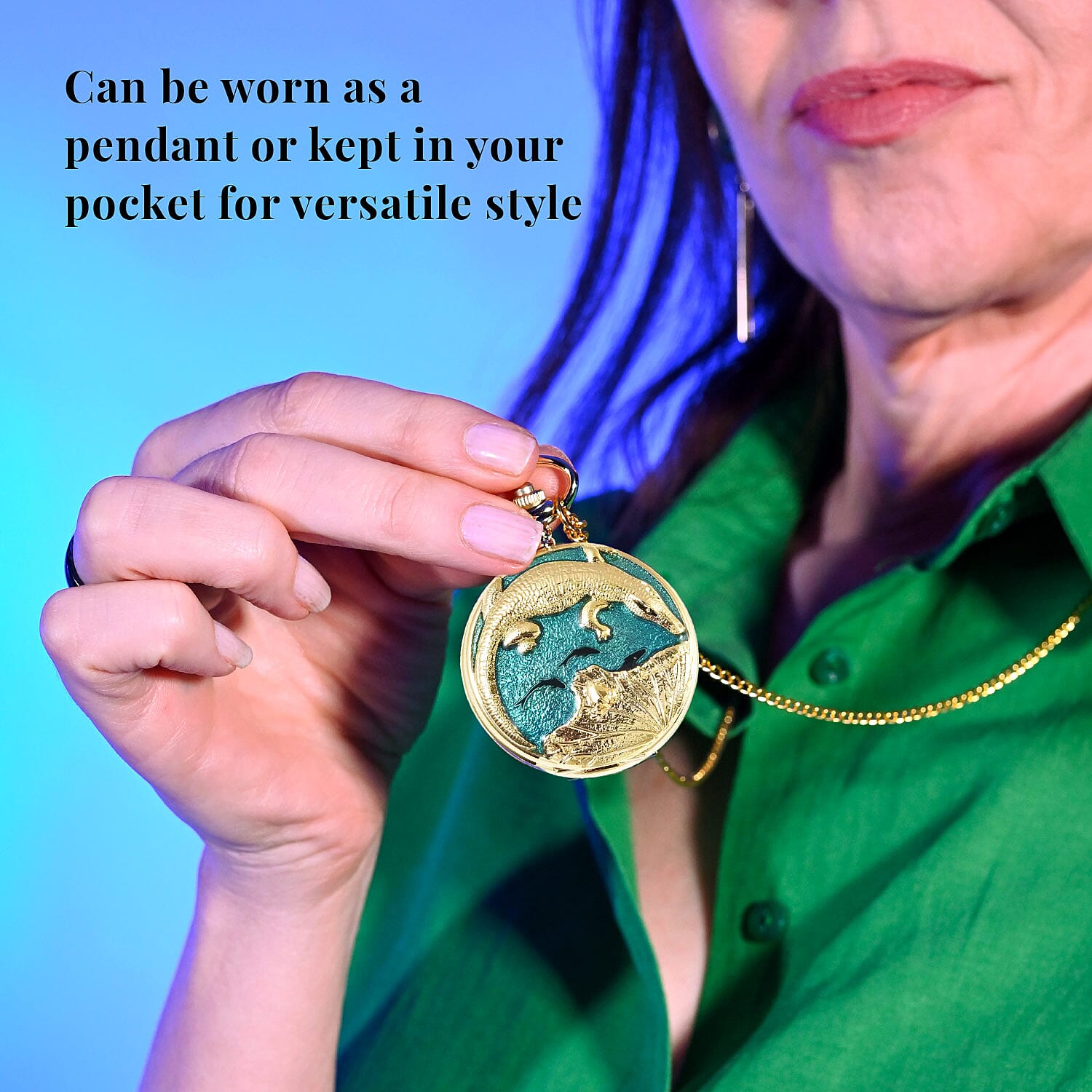 Buy Strada Japanese Movement Carved Crocodile Pocket Watch with