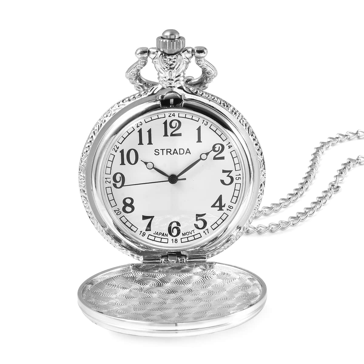 Strada Japanese Movement Blue Howlite 2.50 ctw Pocket Watch with Chain 31 Inches image number 4