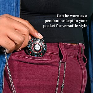 Strada Japanese Movement White Howlite 2.50 ctw Pocket Watch in with Chain 31 Inches