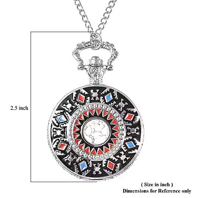 Strada Japanese Movement White Howlite 2.50 ctw Pocket Watch in with Chain 31 Inches