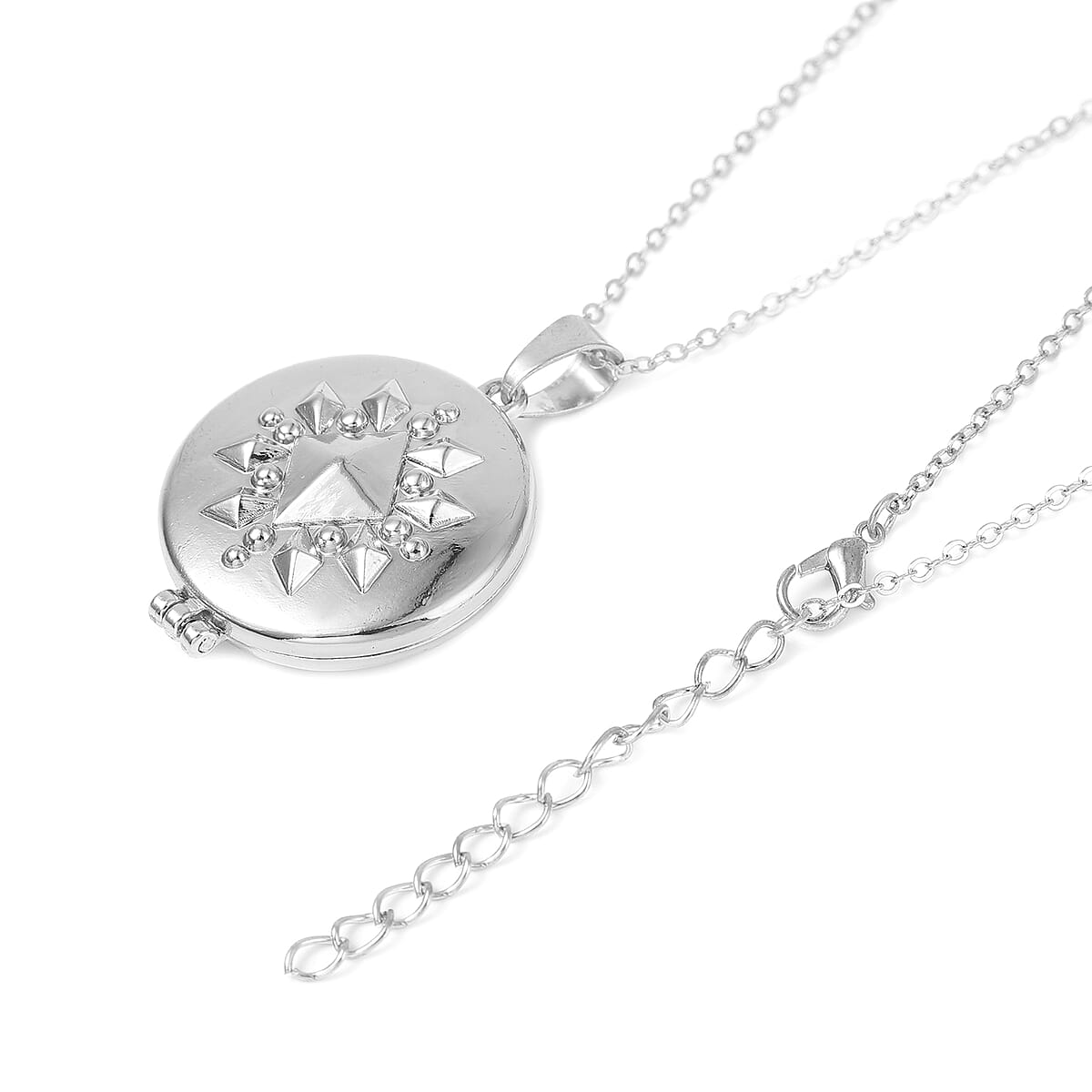 Set of 2 Openable Locket Pendant Necklace 28 Inches in Silvertone image number 3