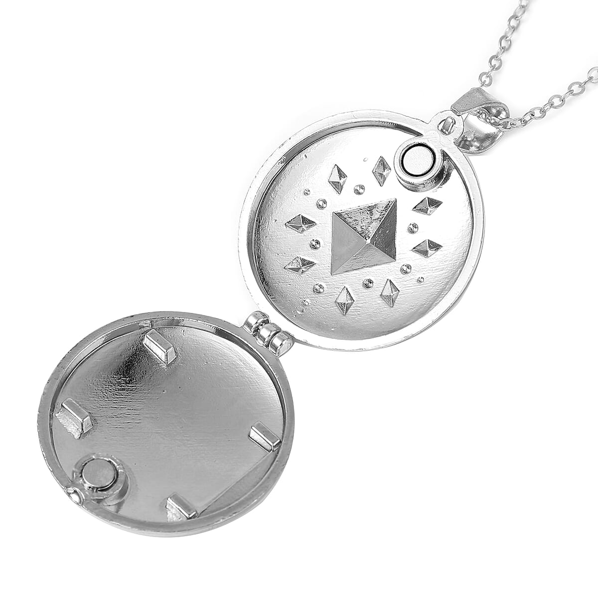 Set of 2 Openable Locket Pendant Necklace 28 Inches in Silvertone image number 4