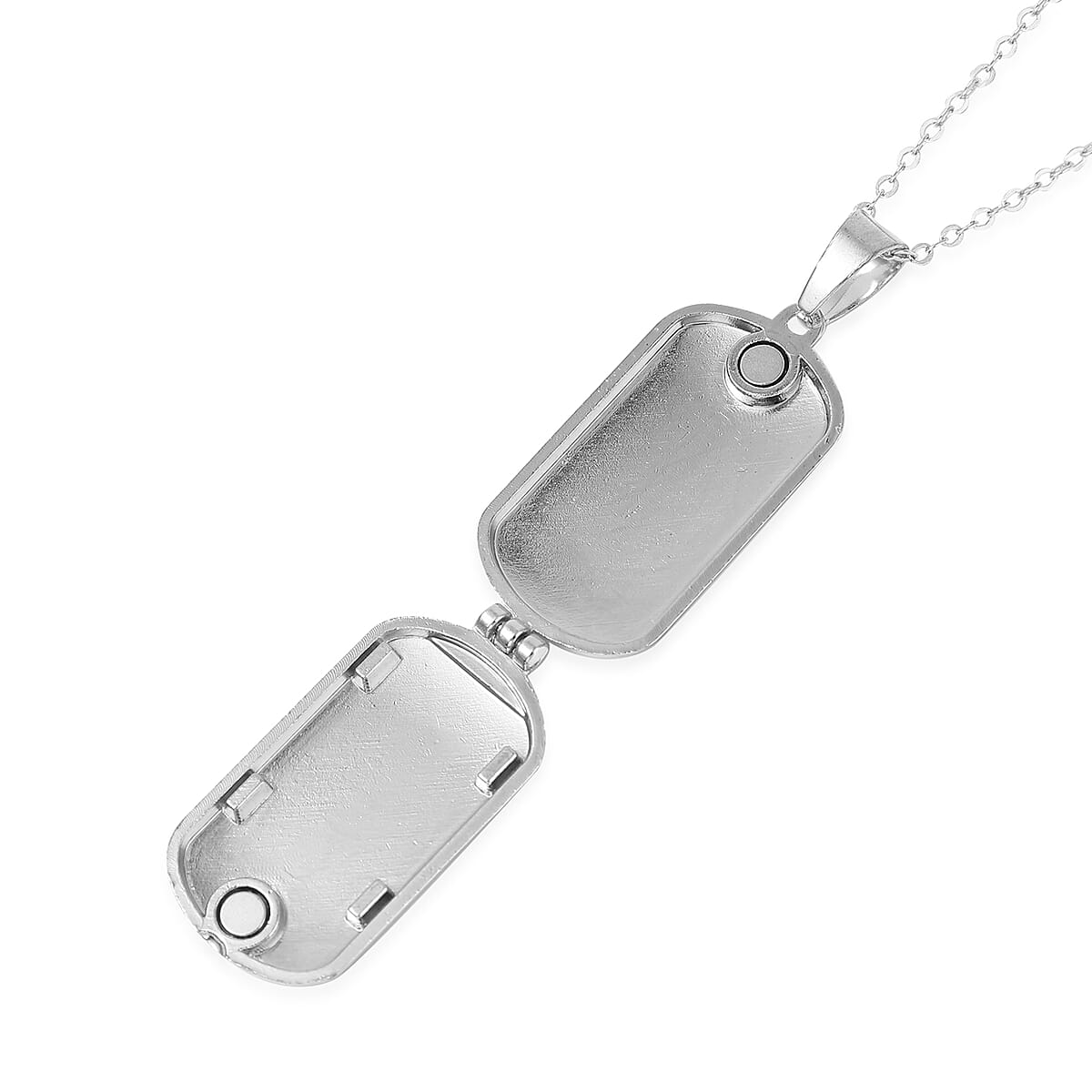 Set of 2 Openable Locket Pendant Necklace 28 Inches in Silvertone image number 6