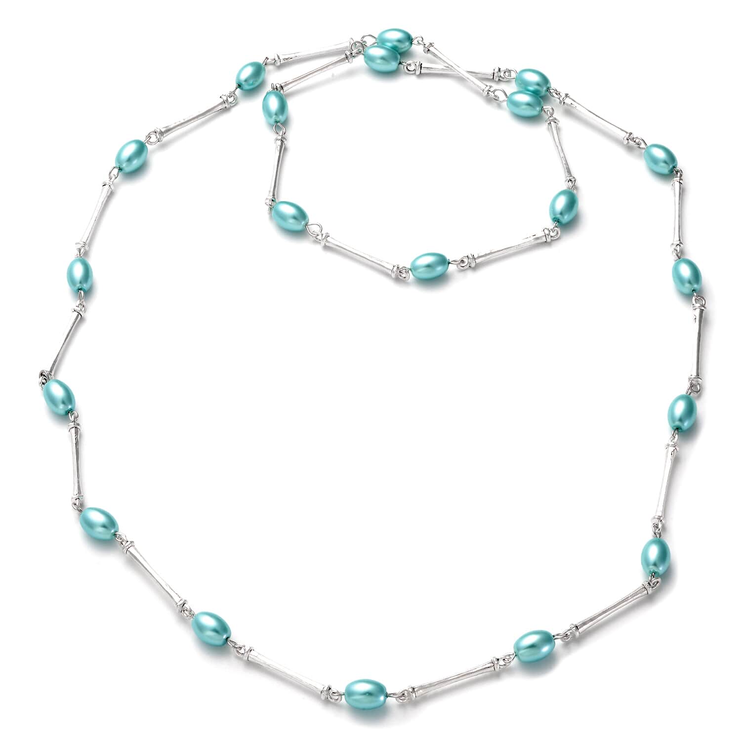 Buy Simulated Light Blue Pearl 7-9mm Beaded Necklace 38 Inches And ...