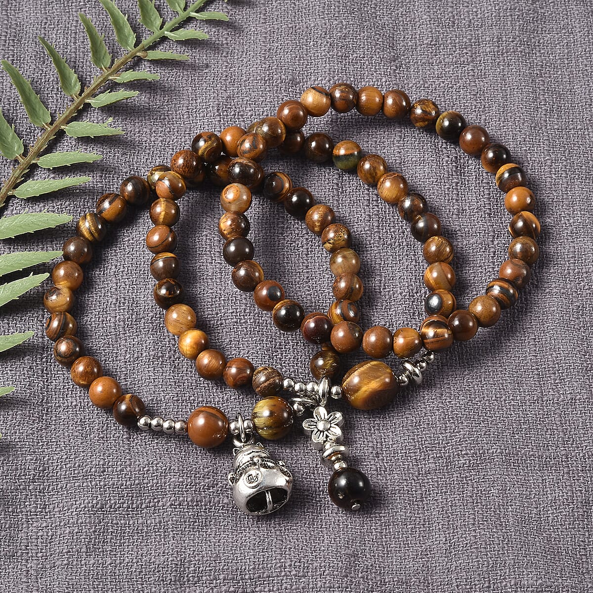 Set of 3 Green Aventurine Beaded Stretch Bracelet in Silvertone 155.00 ctw image number 1