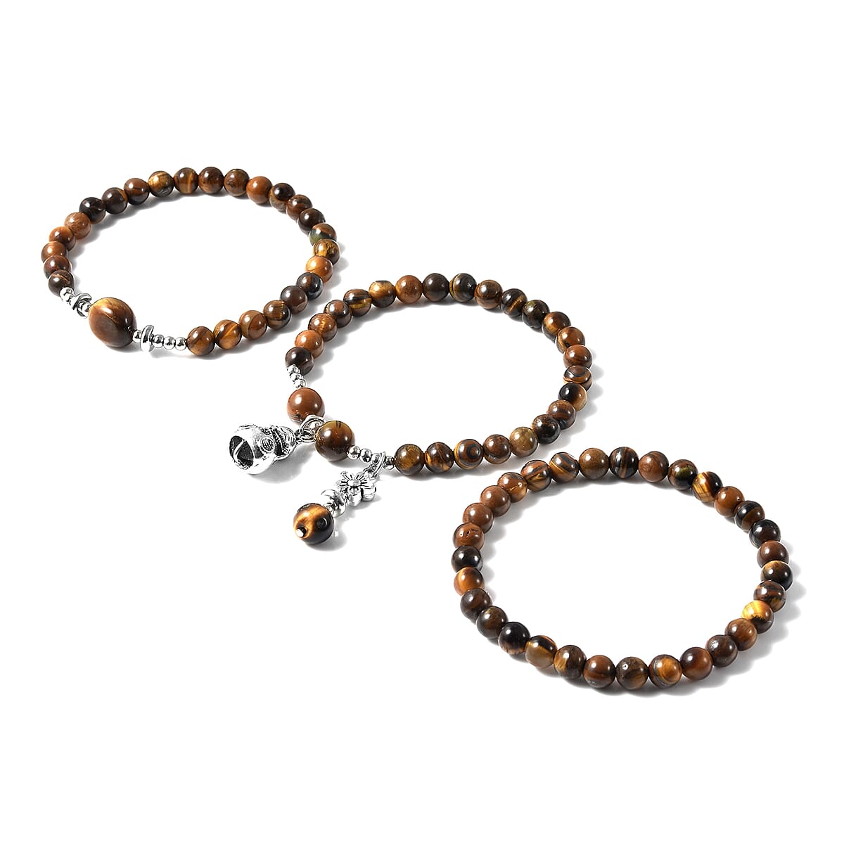 Set of 3 Green Aventurine Beaded Stretch Bracelet in Silvertone 155.00 ctw image number 2