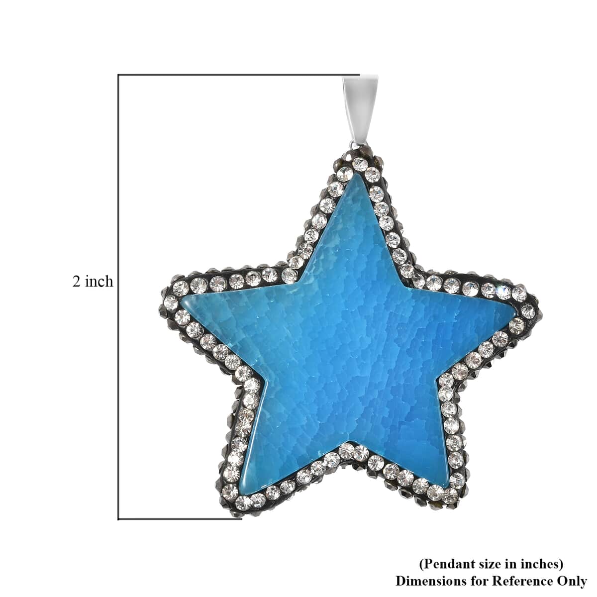 Blue Agate, White and Hematite Austrian Crystal Star Pendant Necklace 20 Inches in Silvertone image number 3