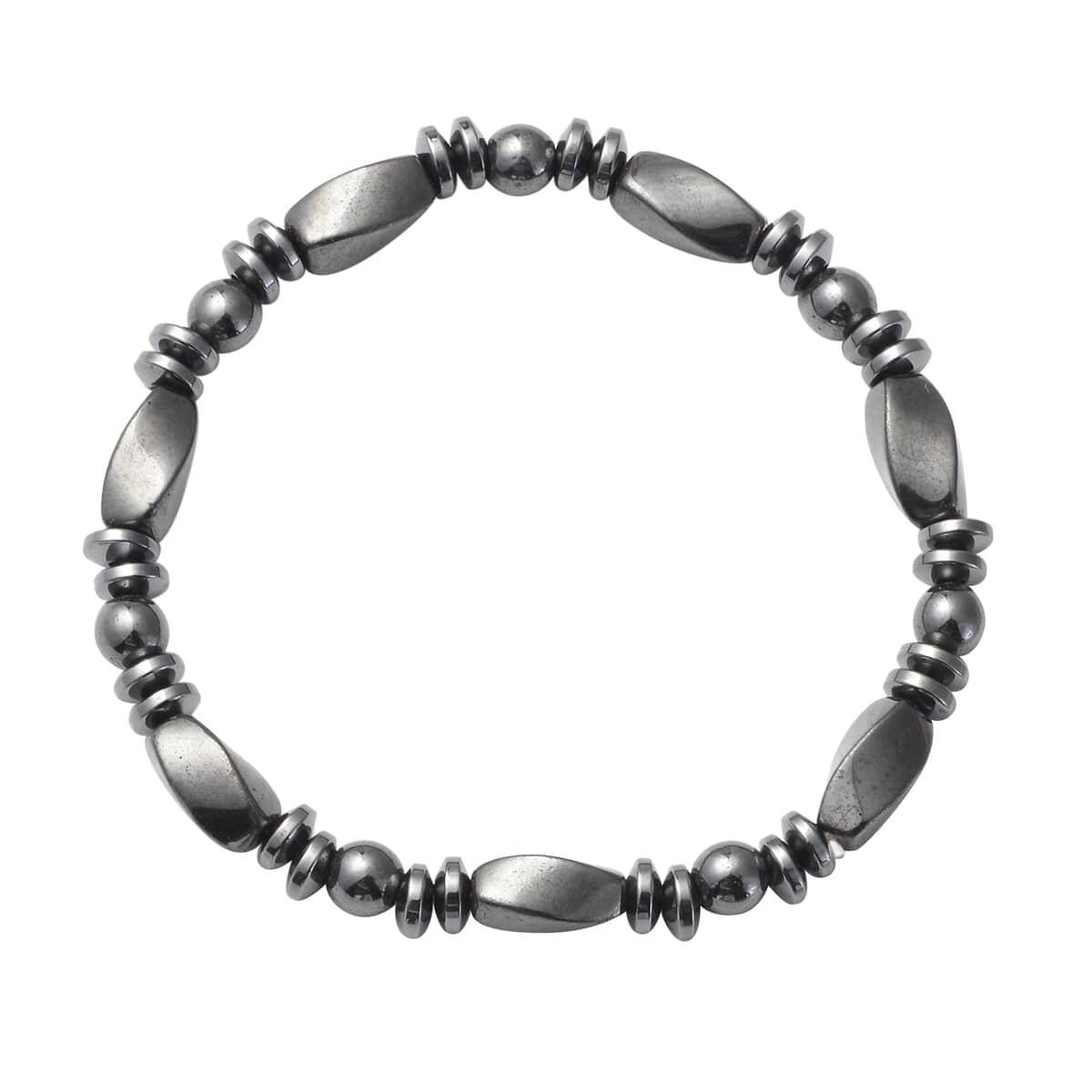 Magnetic By Design Magnetised Hematite Beaded Stretch Bracelet and Earrings in Stainless Steel 120.10 ctw image number 3