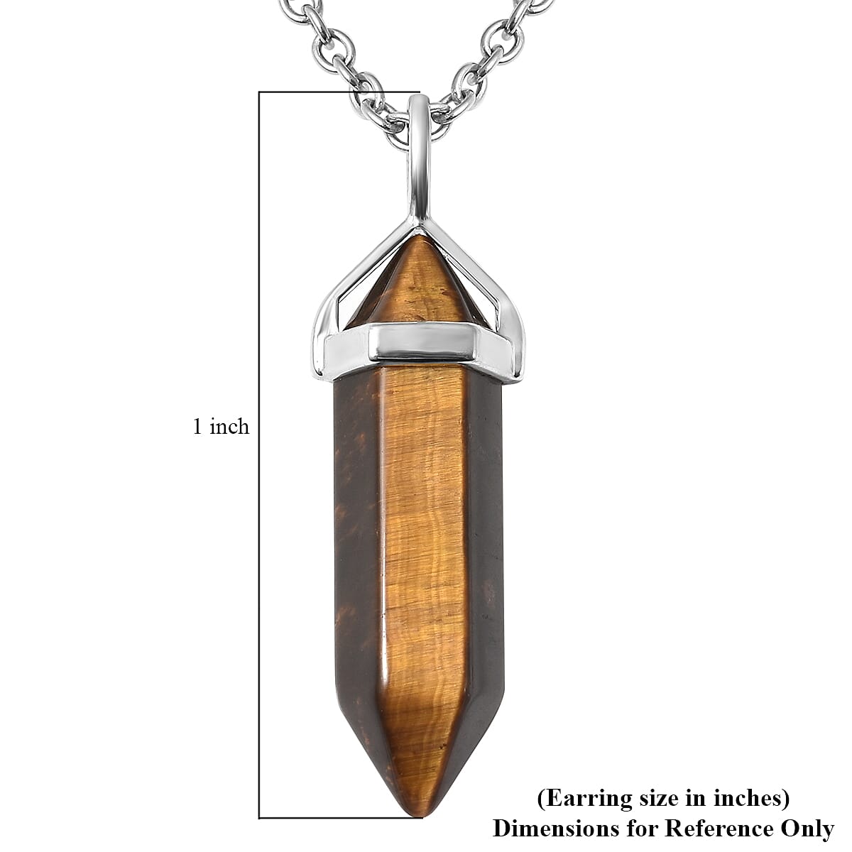 South African Tiger's Eye Pendant Necklace 20 Inches with 7 Chakra Tumbled Gemstones in Silvertone and Stainless Steel 307.50 ctw