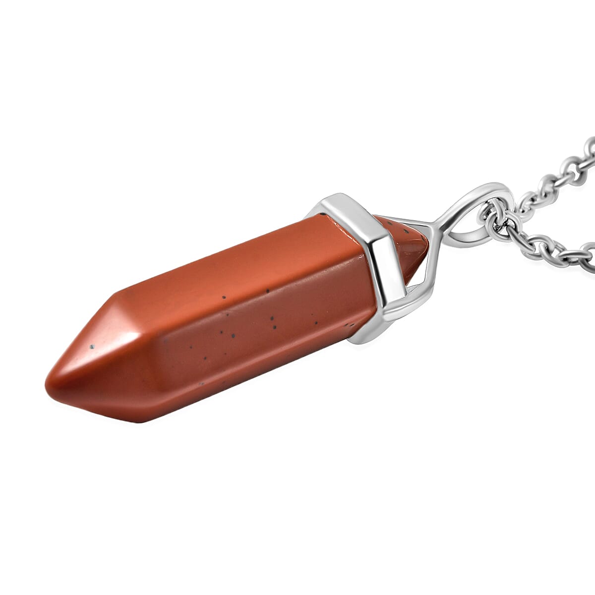 Red Jasper Pendant with 7 Chakra Tumbled Gemstones in Silvertone with Stainless Steel Necklace 20 Inches 307.50 ctw image number 3