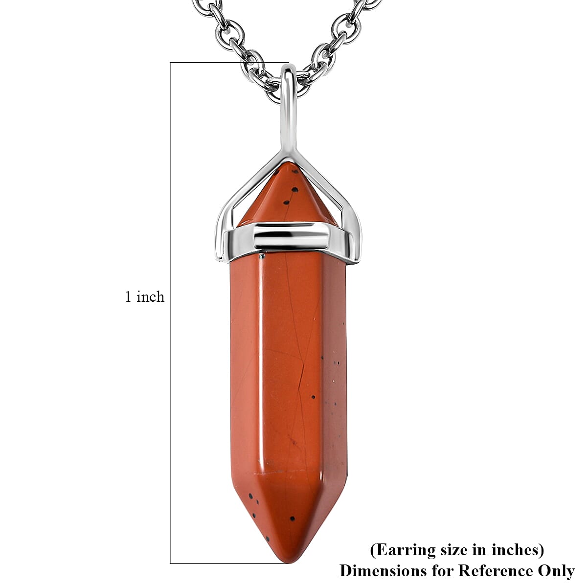 Red Jasper Pendant with 7 Chakra Tumbled Gemstones in Silvertone with Stainless Steel Necklace 20 Inches 307.50 ctw image number 4