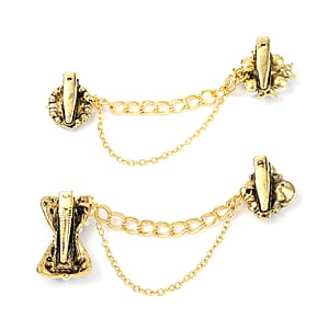 Set of 2 Austrian Crystal, White Glass and Simulated Pearl Victorian Era & Its Grandeur Shirt Ornament or Brooch in Goldtone