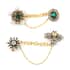 Set of 2 Multi Austrian Crystal, Simulated Pearl and Simulated Emerald Victorian Era & Its Grandeur Shirt Ornament or Brooch in Goldtone image number 0