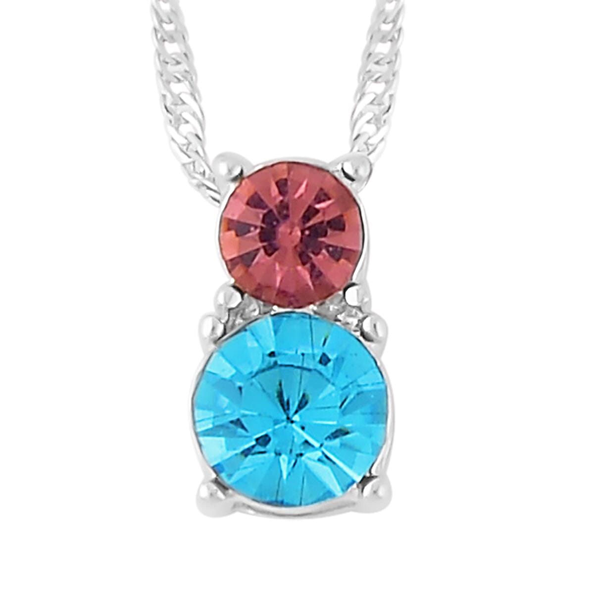 3 Piece Gift Set Multi Color Austrian Crystal and Glass Bracelet (6-9In), Stud Earrings and Pendant Necklace 20-22 Inches in Silvertone