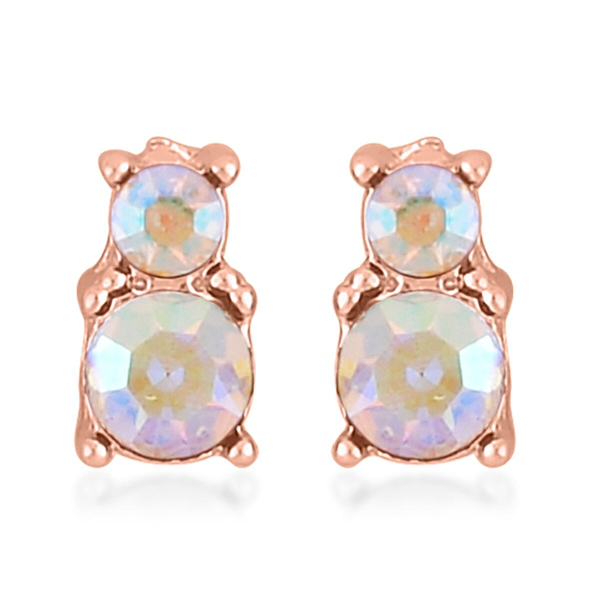 Aurora Borealis Austrian Crystal and Glass Bracelet (6-9In), Stud Earrings and Pendant Necklace 20-22 Inches in Rosetone image number 6