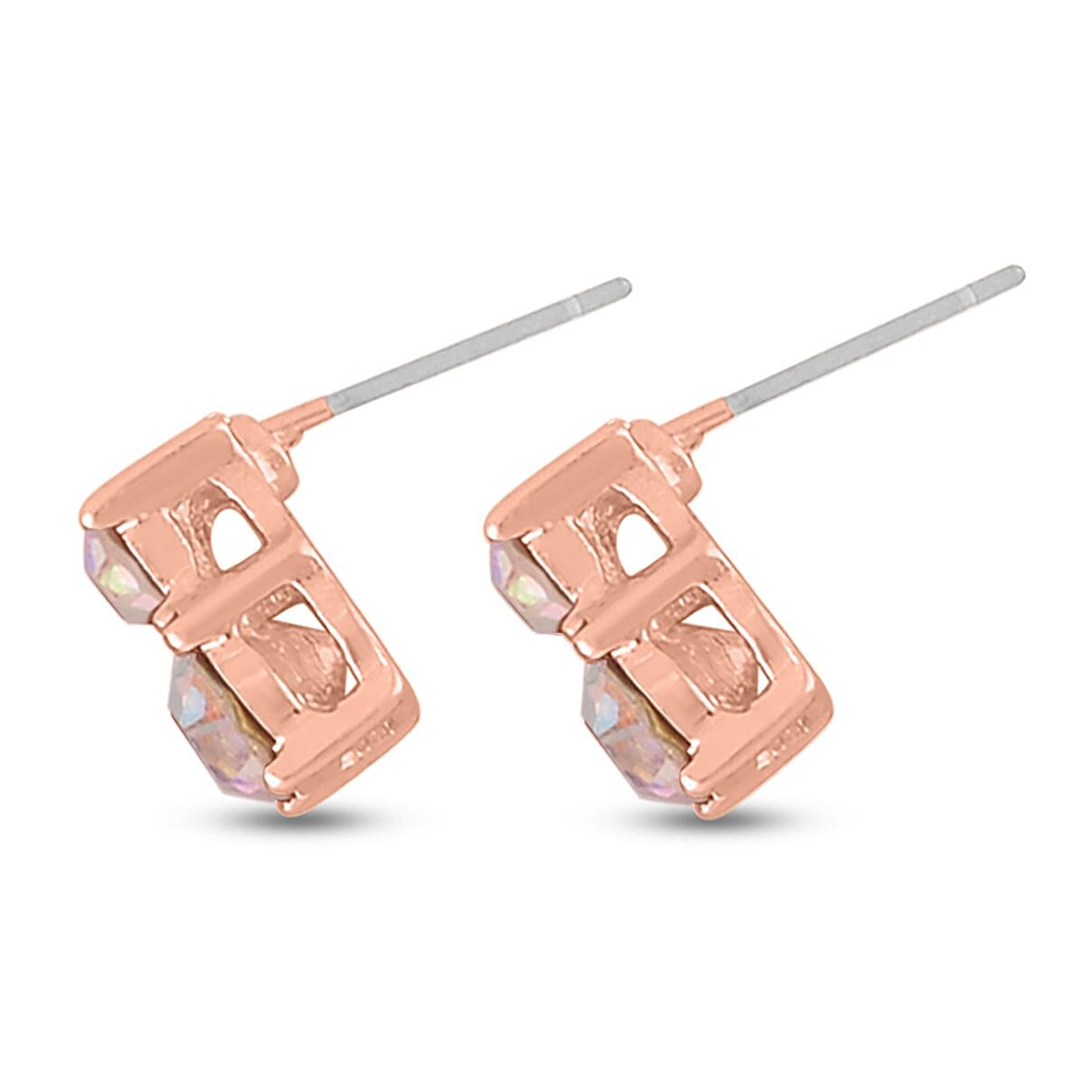 Aurora Borealis Austrian Crystal and Glass Bracelet (6-9In), Stud Earrings and Pendant Necklace 20-22 Inches in Rosetone image number 7