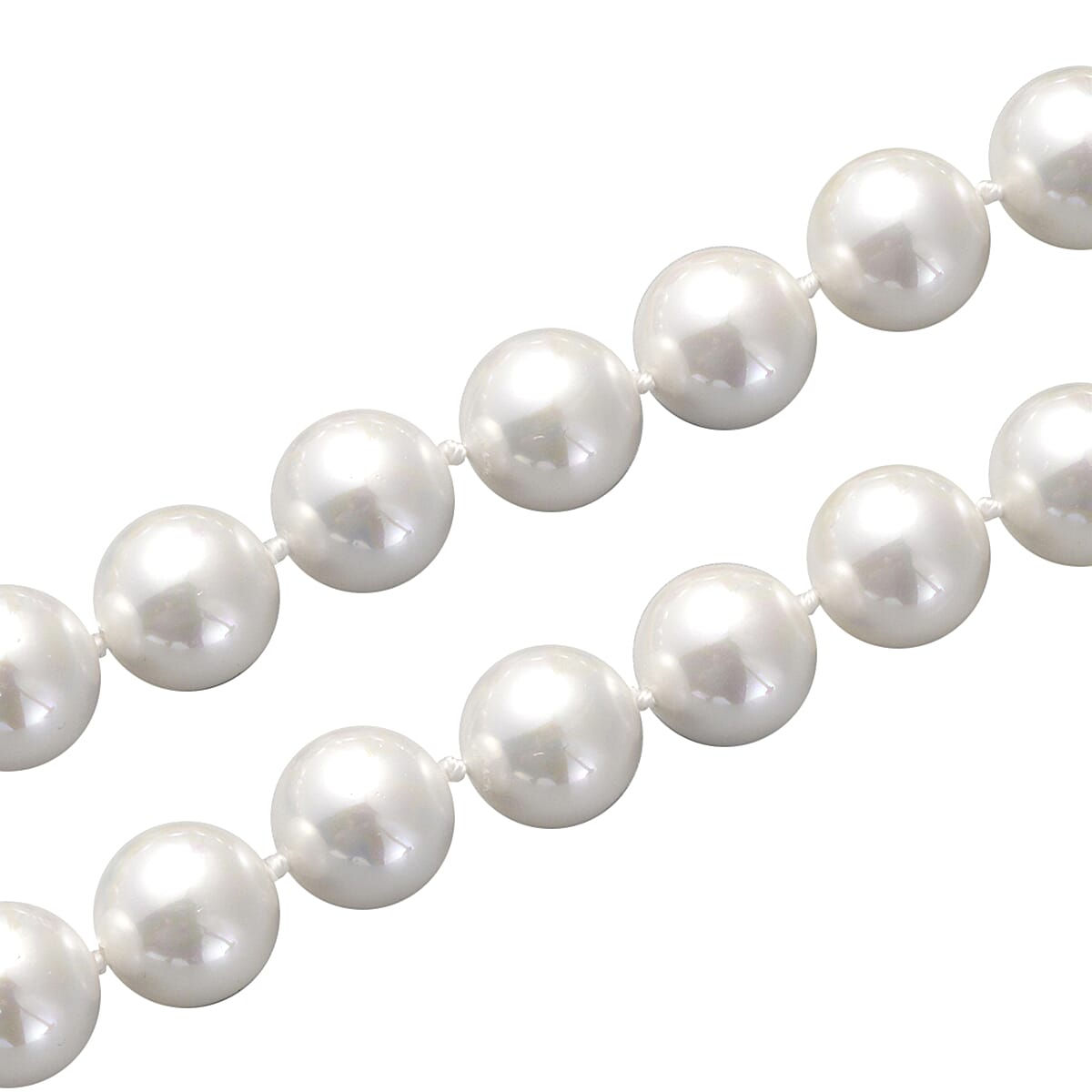 DOORBUSTER White Puka Shell Pearl Beaded Stretch Bracelet and Earrings and Necklace 20 Inches in Stainless Steel image number 2