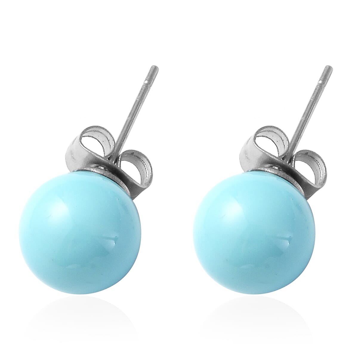 Sleeping Beauty Color Puka Shell Pearl Beaded Stretch Bracelet and Earrings and Necklace 20 Inches in Stainless Steel image number 5